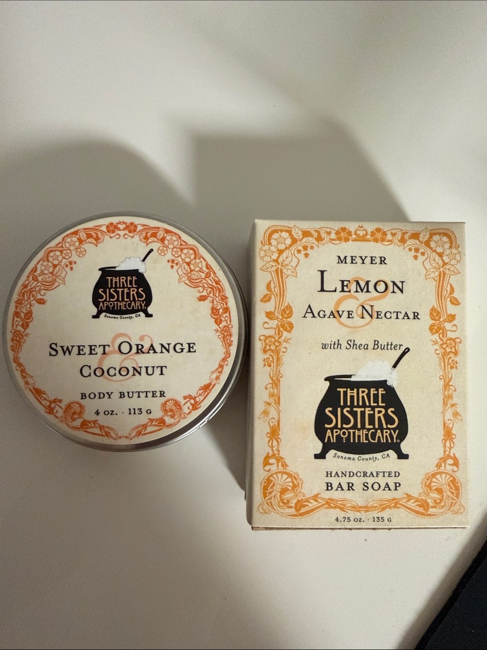 Three Sisters Apothecary Sweet Orange Coconut Body Butter + Meyer Lemon Bar Soap